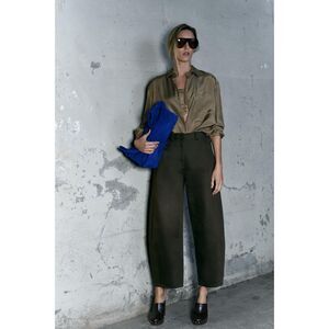 Zara ZW Collection 100% Silk Pocket Shirt – Caramel – Size S